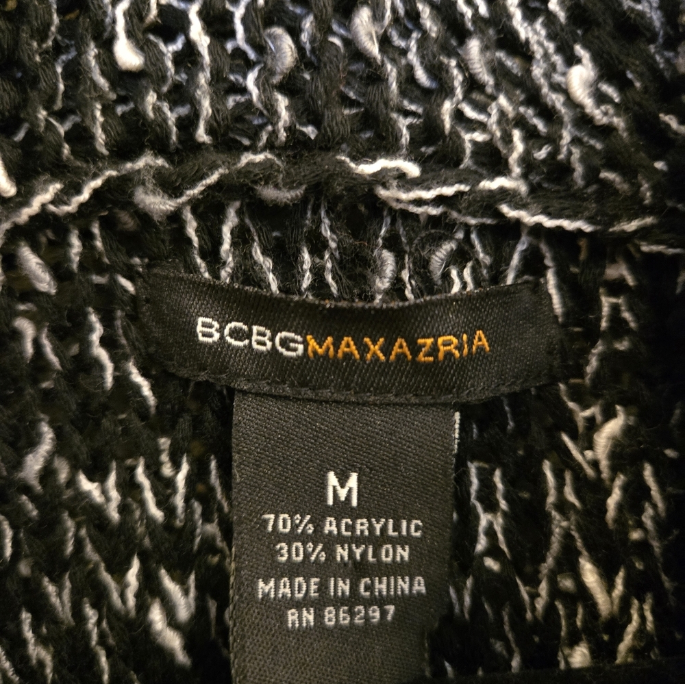 BCBG Maxazria Medium Tweed Knit Sweater Cardigan - Black, One Button - Picture 7 of 9